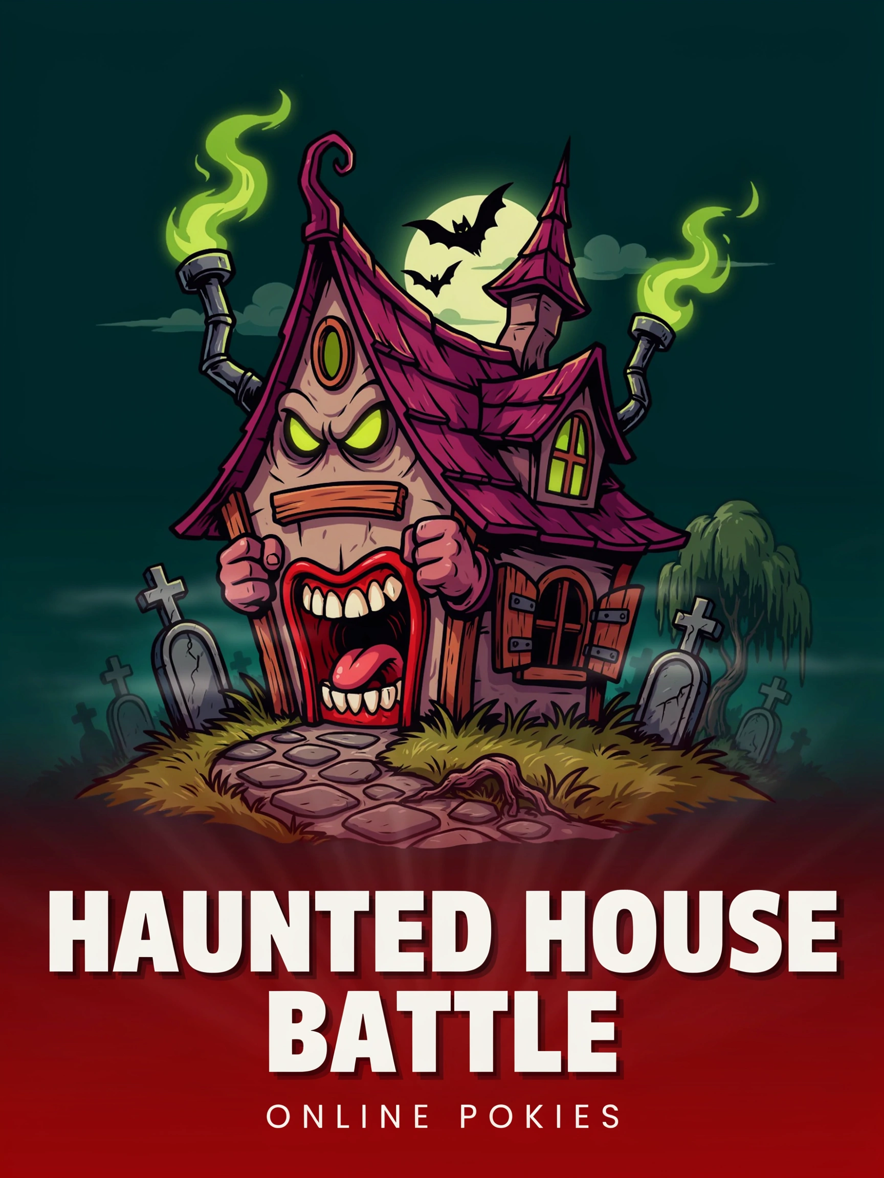 In-game art from the Haunted Duels pokie